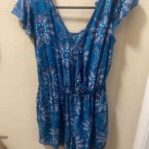 Blue, floral romper